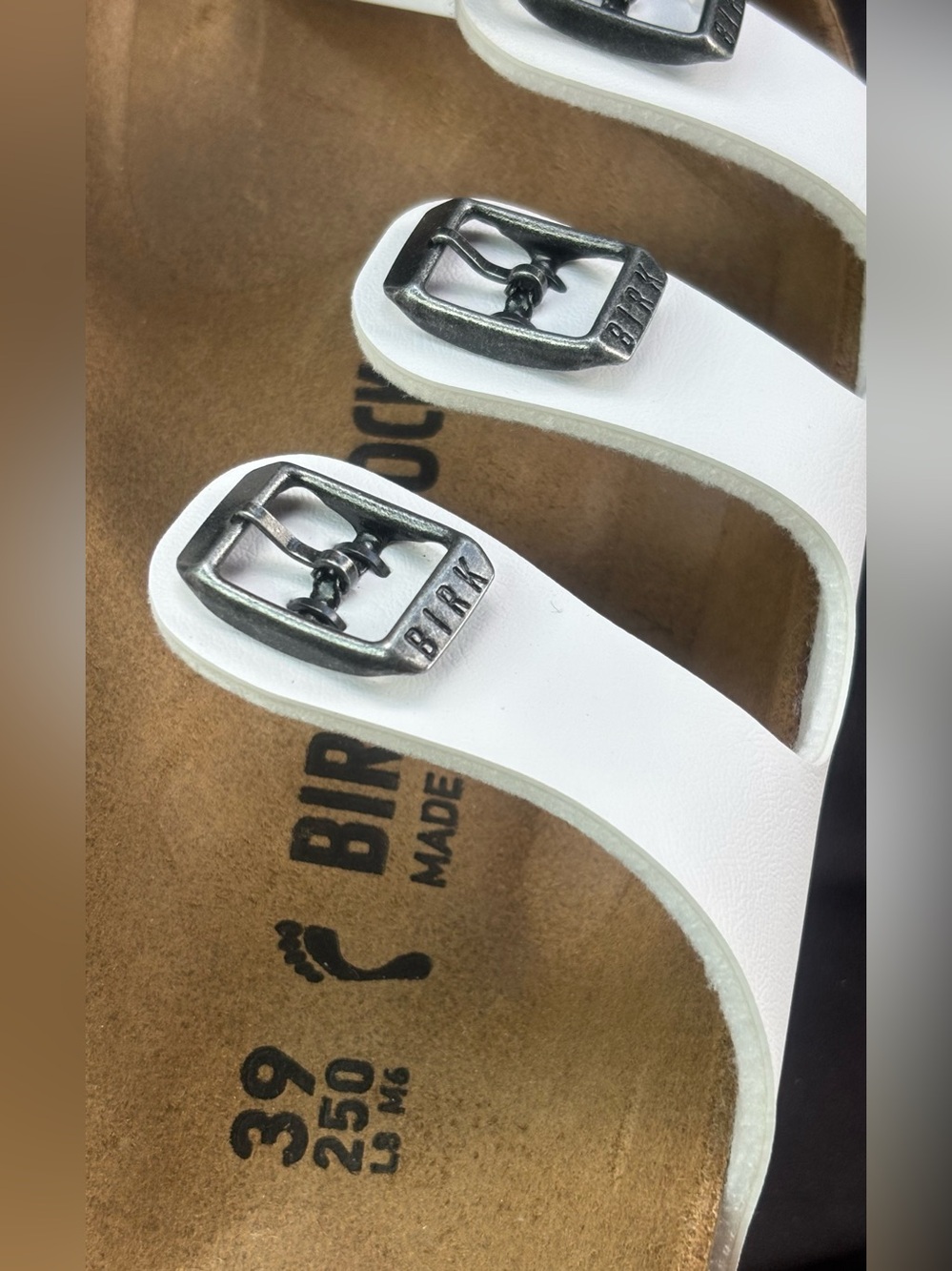 Birkenstock Florida Birko White 3-Strap Buckle Slides Sandals 37 38 39 40 - Picture 11 of 15